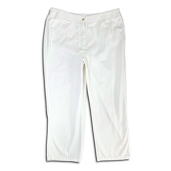 Caslon White Cotton High Waist Crop Pants Sz 12 - Picture 2 of 8